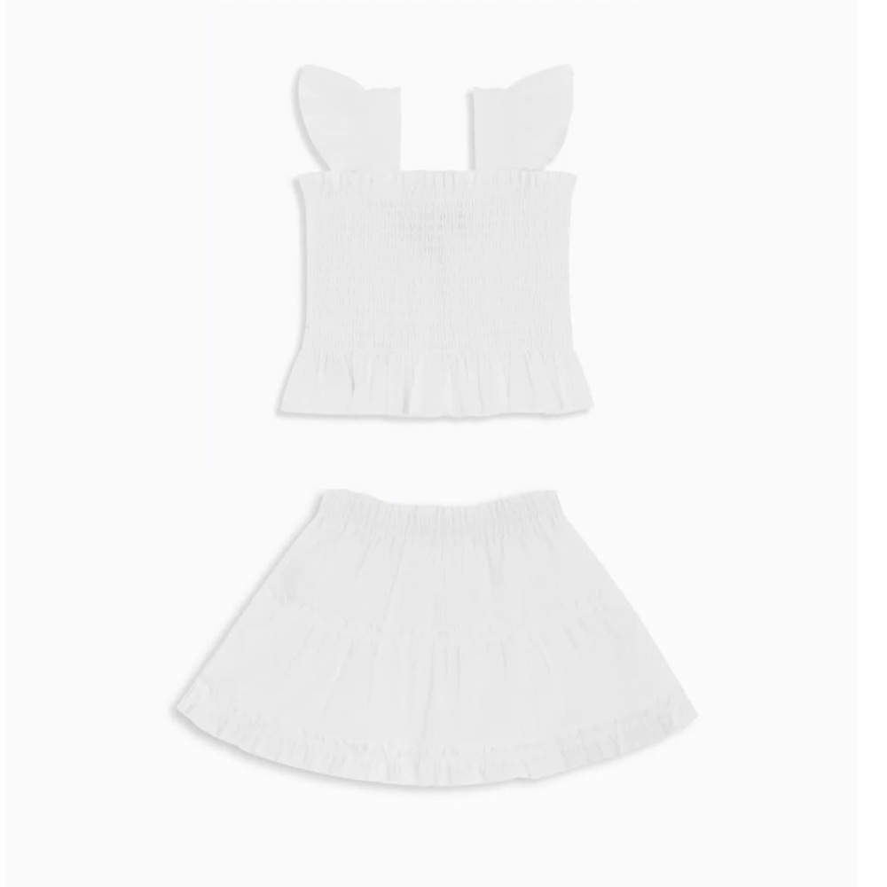 White Ruffled Top and Skirt Tiny Paz Set